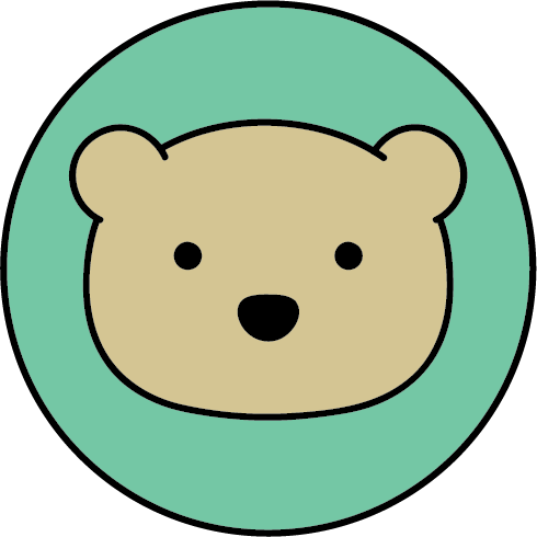 The Gom and Co logo. A light brown bear's face on a green background.